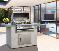 8 ft. L-Shaped BBQ Island with P4 Grill and Refrigerator by Cal Flame -  LBK820 (Customizable Outdoor Kitchen)