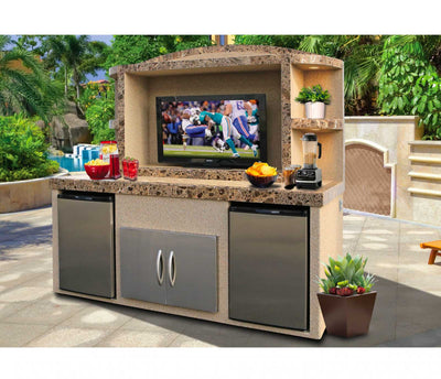 8 ft. L-Shaped BBQ Island with P4 Grill and Refrigerator by Cal Flame -  LBK820 (Customizable Outdoor Kitchen)