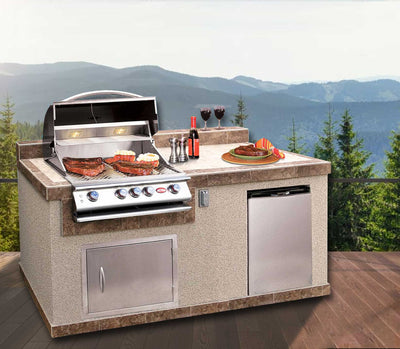 Outdoor BBQ Kitchen & Grill Island w/ Fridge & Sink - BullBBQ