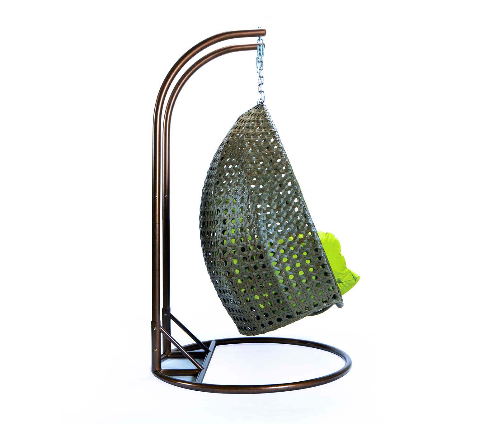 Leisuremod Beige Wicker Indoor Outdoor Hanging Egg Swing Chair For Bedroom  and Patio with Stand and Cushion in Light Green ESCBG-40LG - The Home Depot